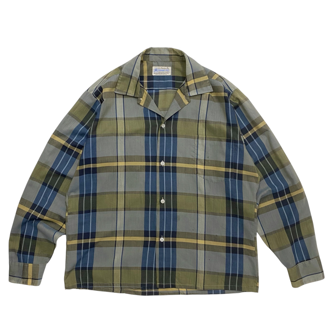 60s PRESTIGE L/S OPEN COLLAR PLAID SHIRT