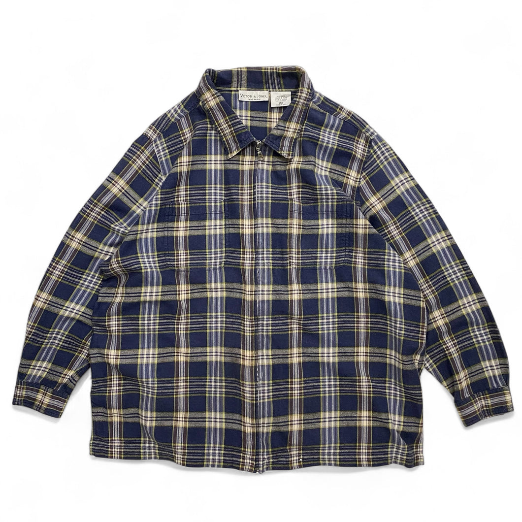 90s ZIP UP FLANNEL SHIRT